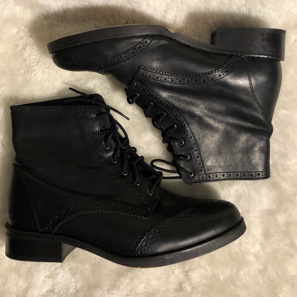 TOPSHOP Leather Lace Up Ankle Boots Size 9/39 - Picture 3 of 14